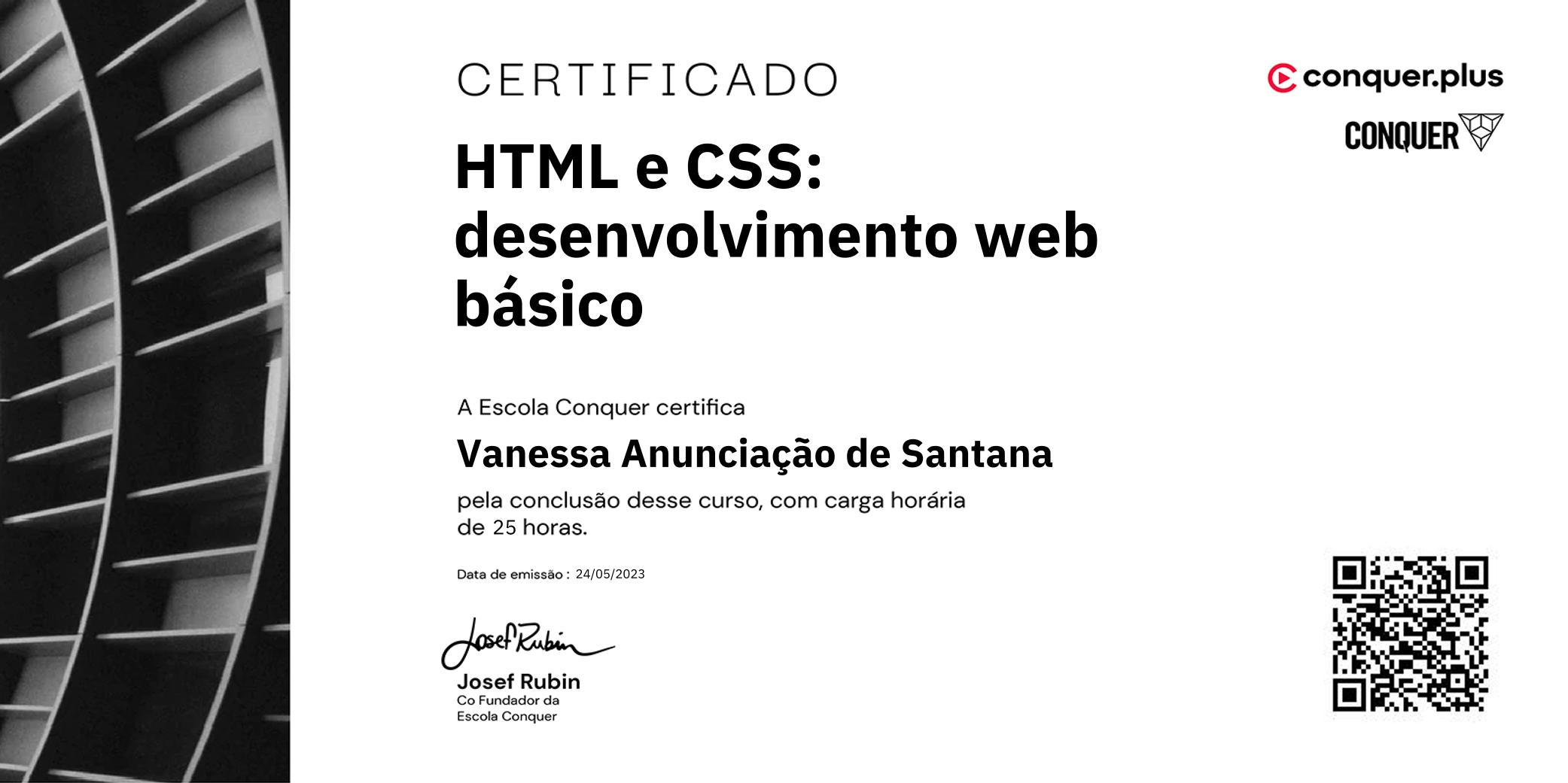 Certificado de HTML e CSS: desenvolvimento web básico
