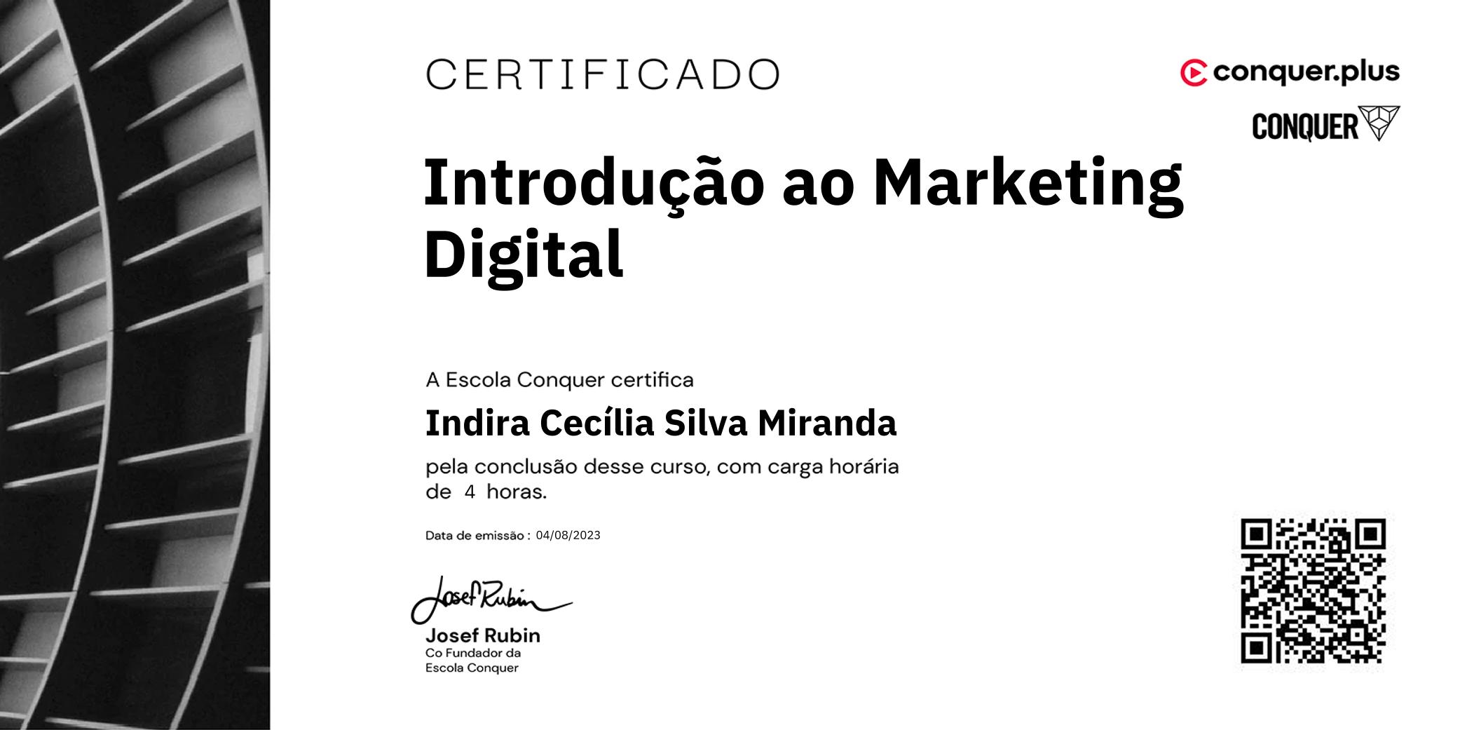 Certificado de Introdução ao Marketing Digital