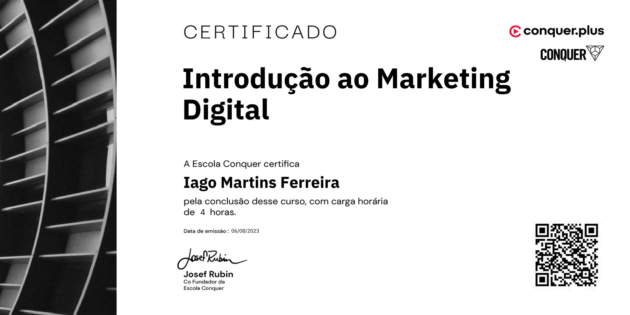 Certificado de Introdução ao Marketing Digital