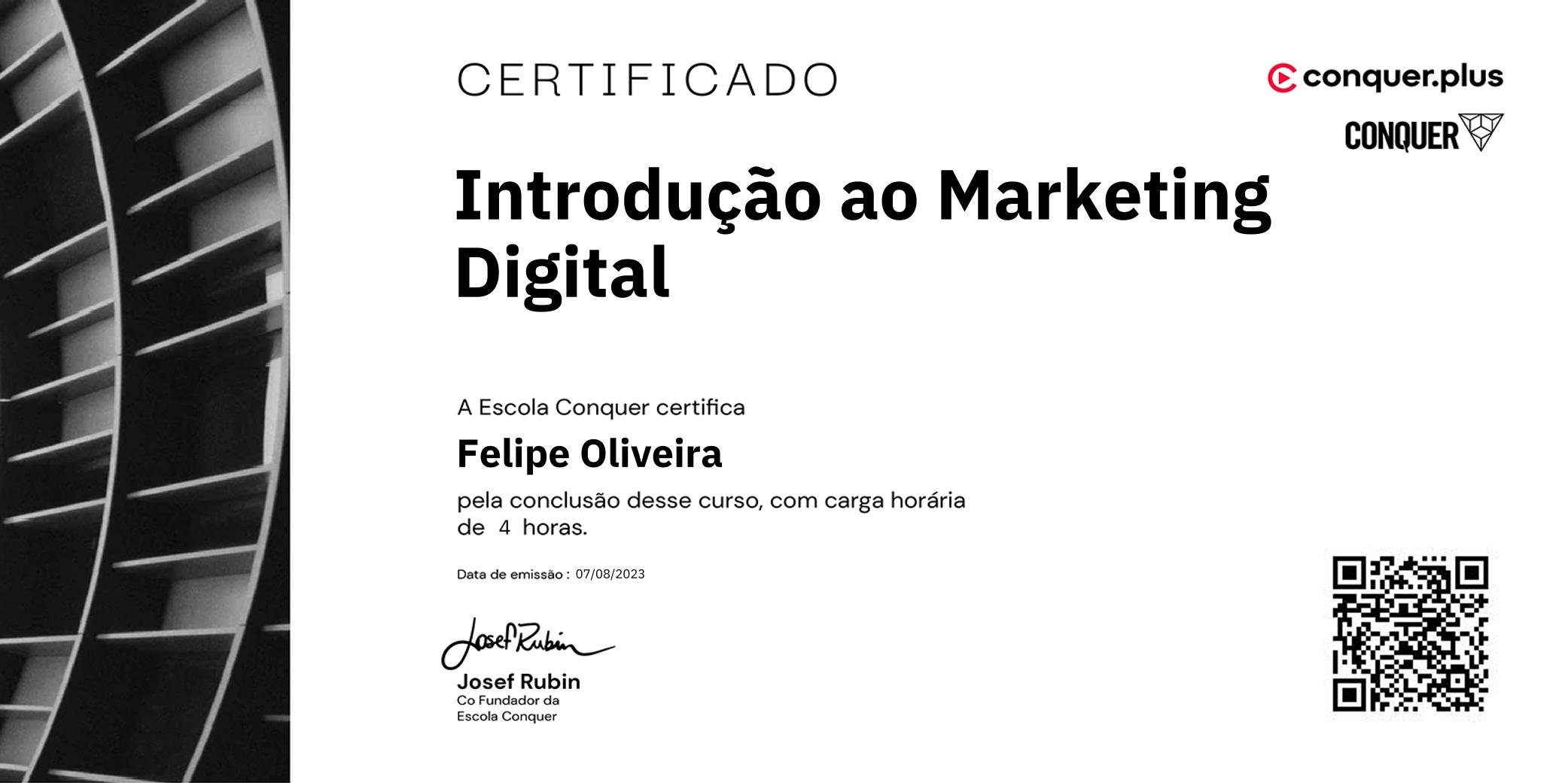 Certificado de Introdução ao Marketing Digital
