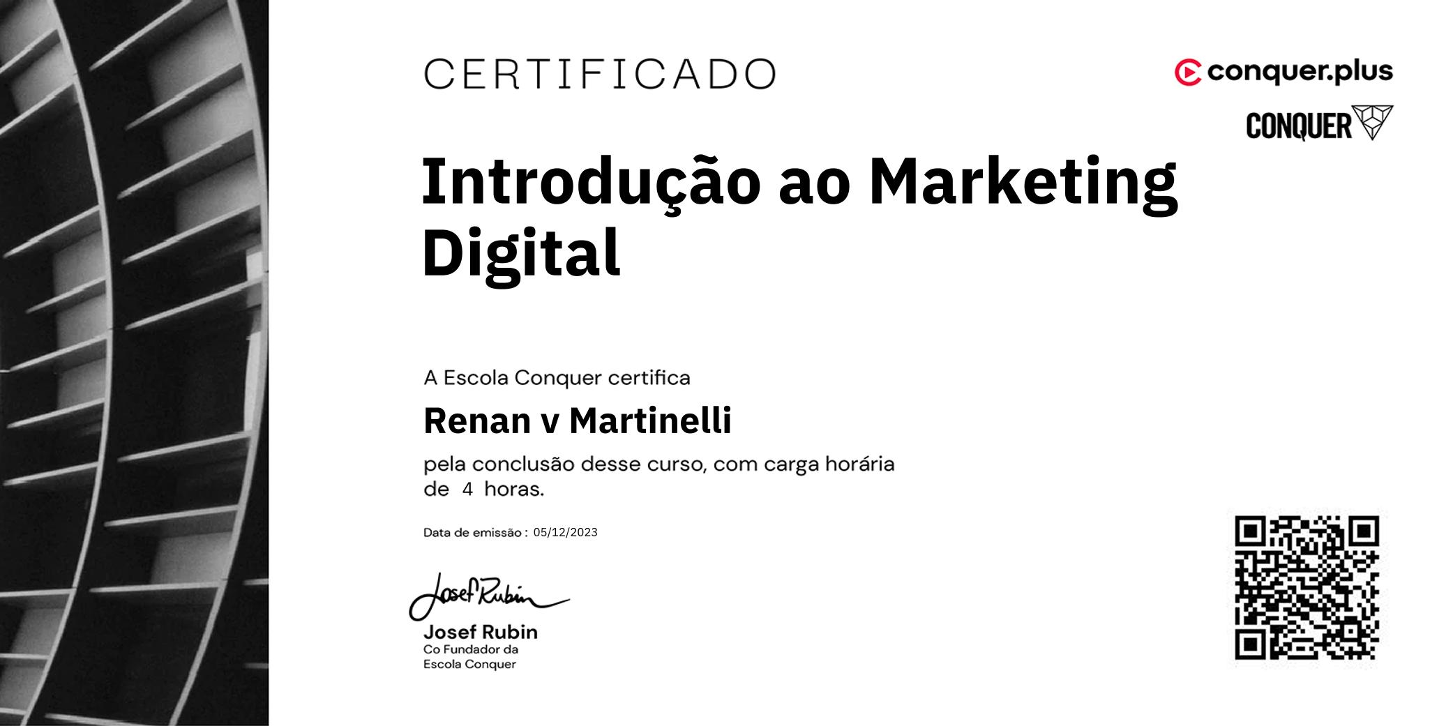 Certificado de Introdução ao Marketing Digital