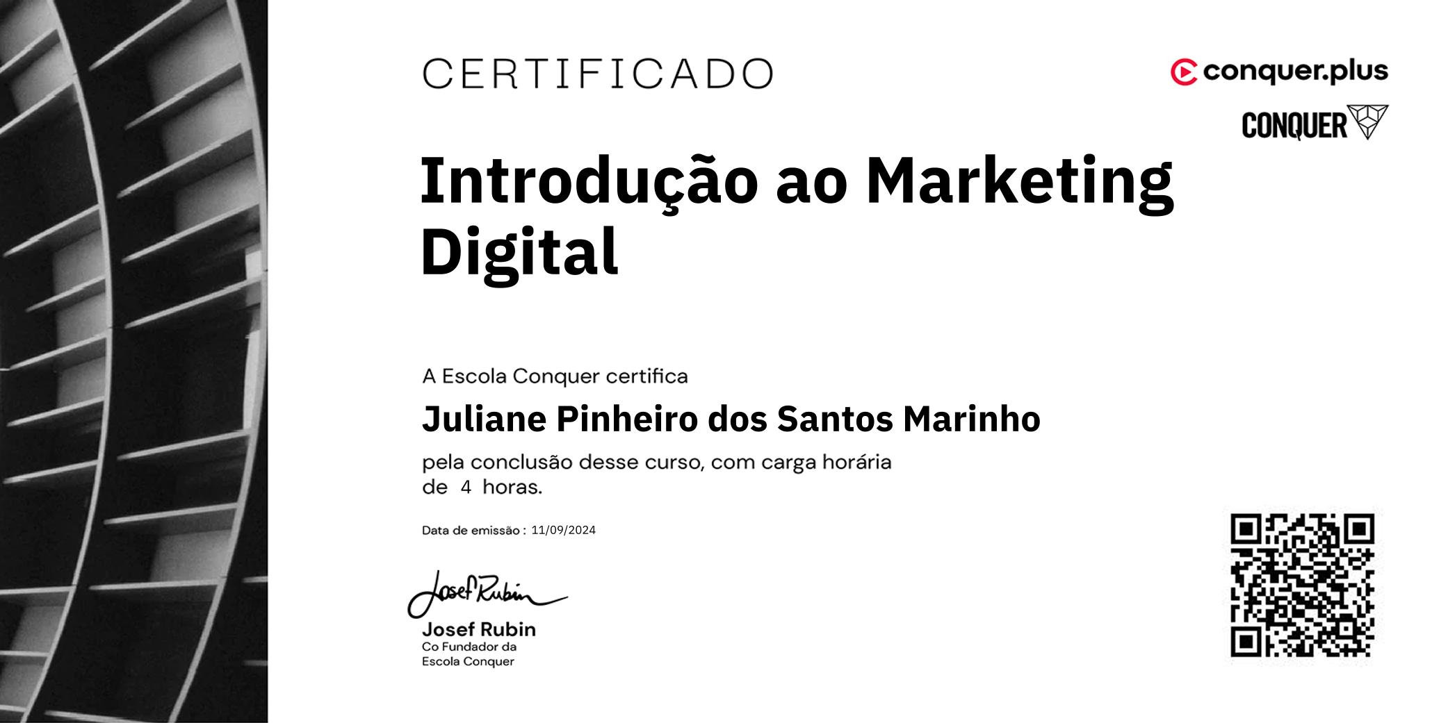 Certificado de Introdução ao Marketing Digital