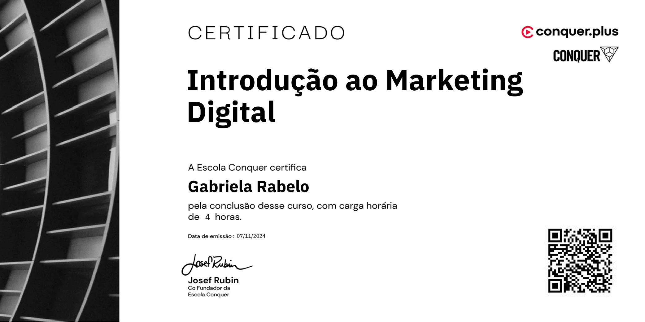 Certificado de Introdução ao Marketing Digital