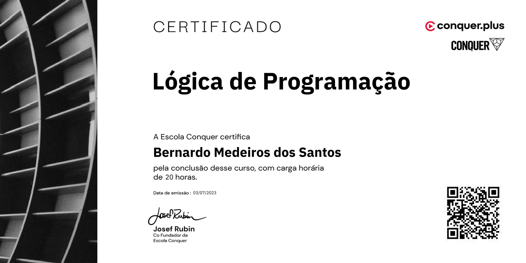 Certificado de Lógica de Programação