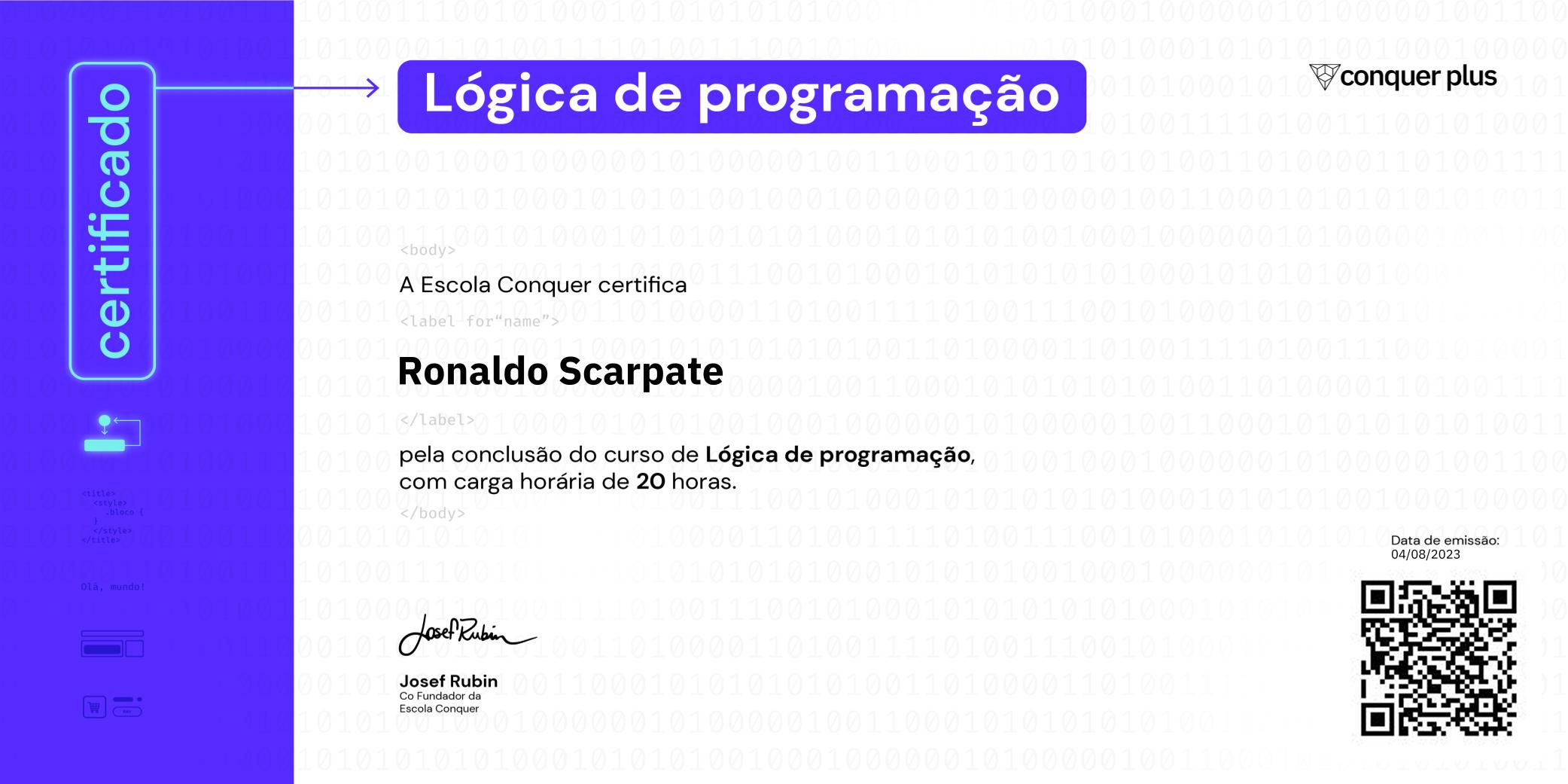Certificado de Lógica de Programação