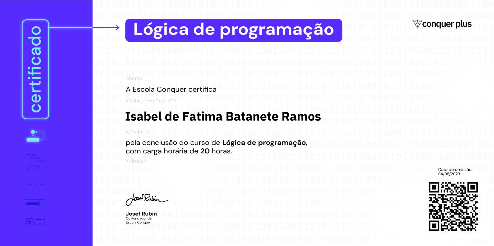 Certificado de Lógica de Programação