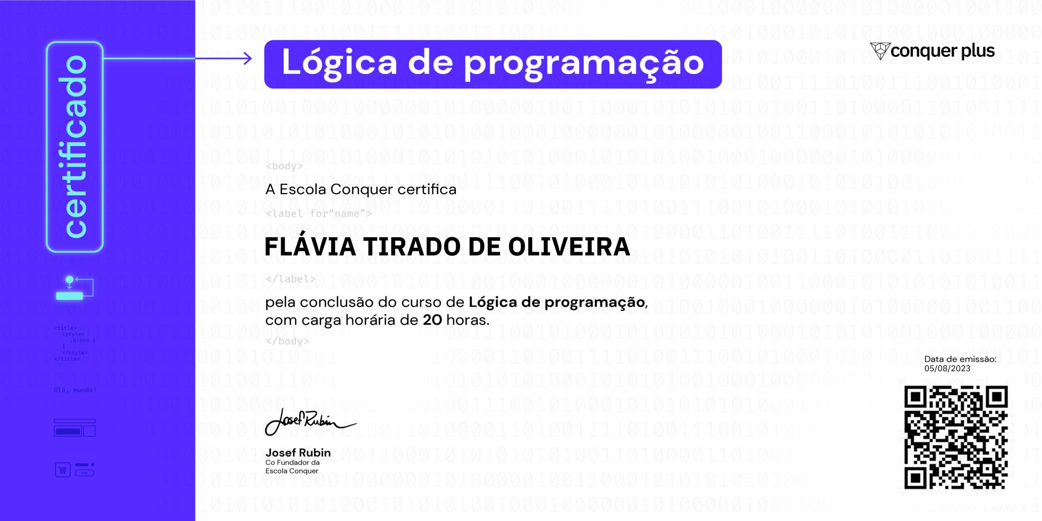 Certificado de Lógica de Programação