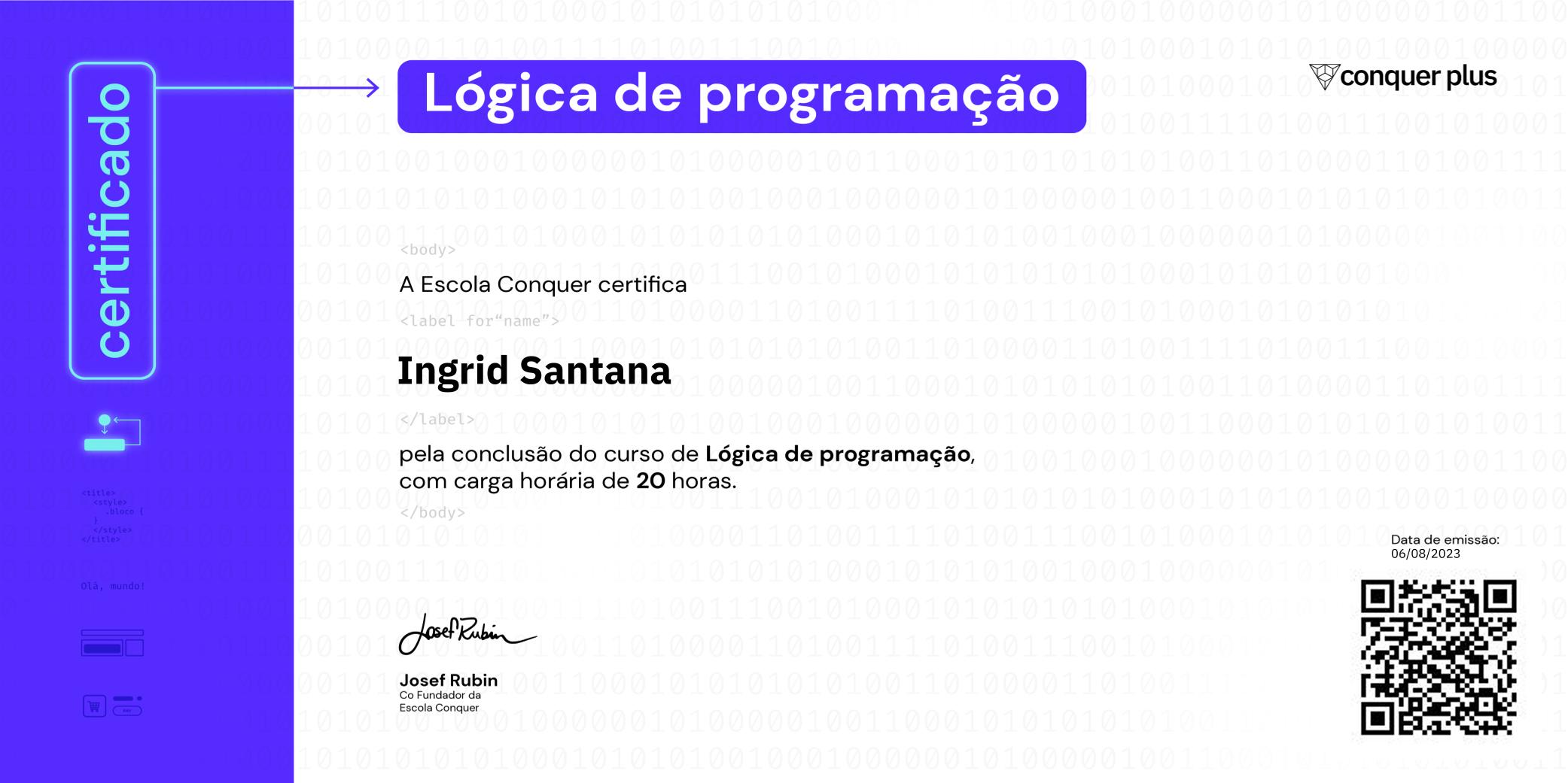 Certificado de Lógica de Programação