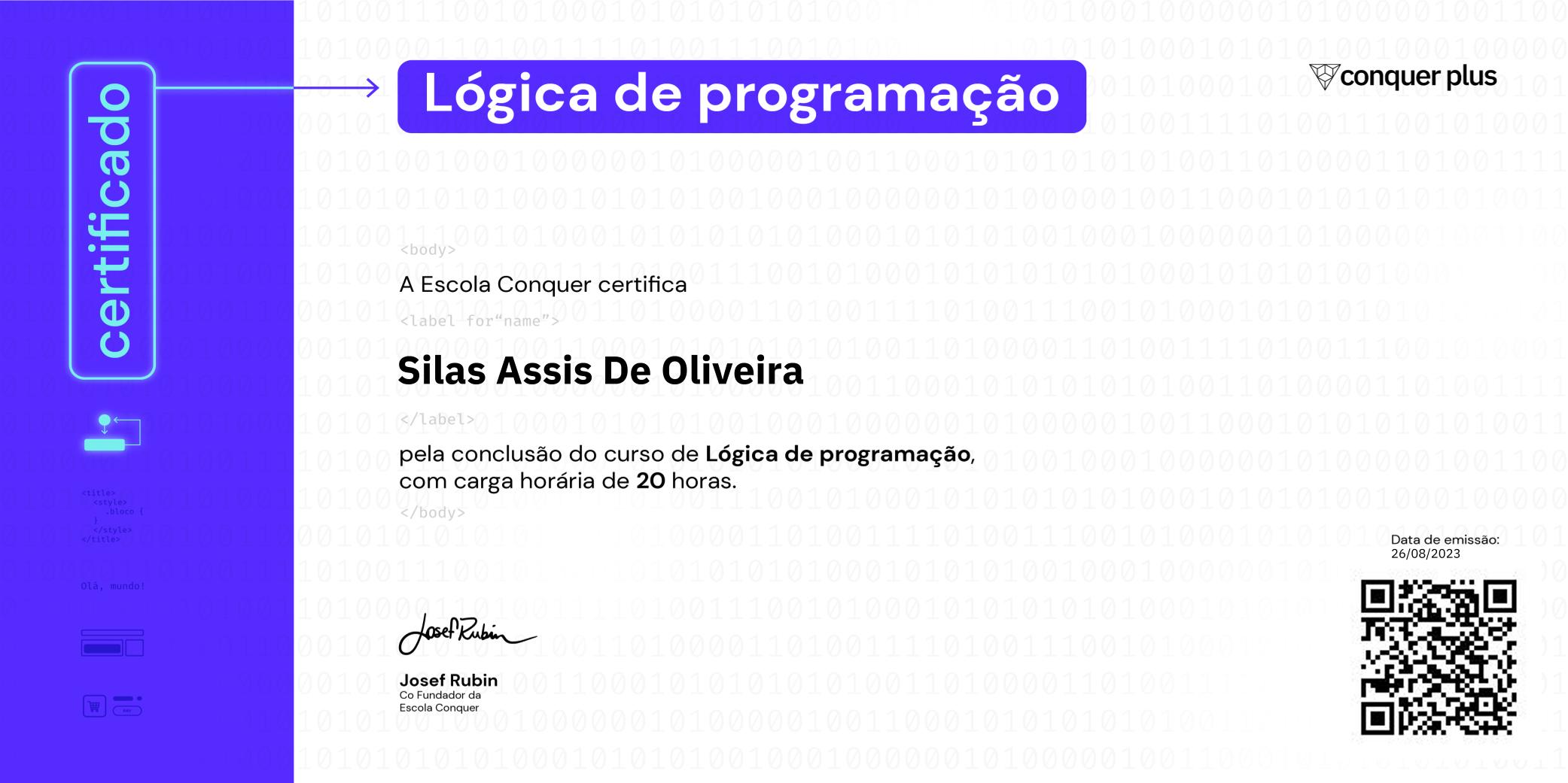 Certificado de Lógica de Programação