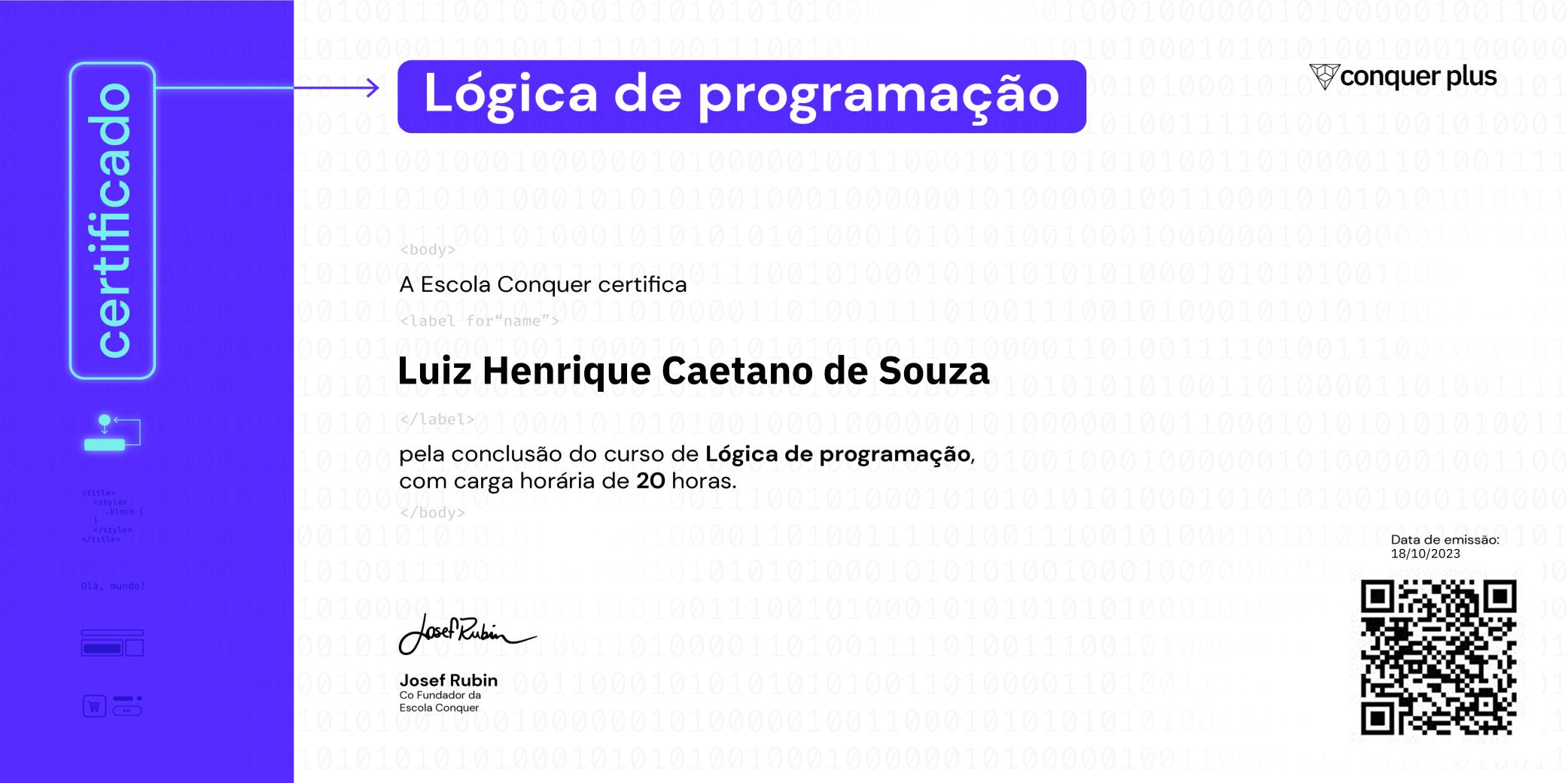 Certificado de Lógica de Programação