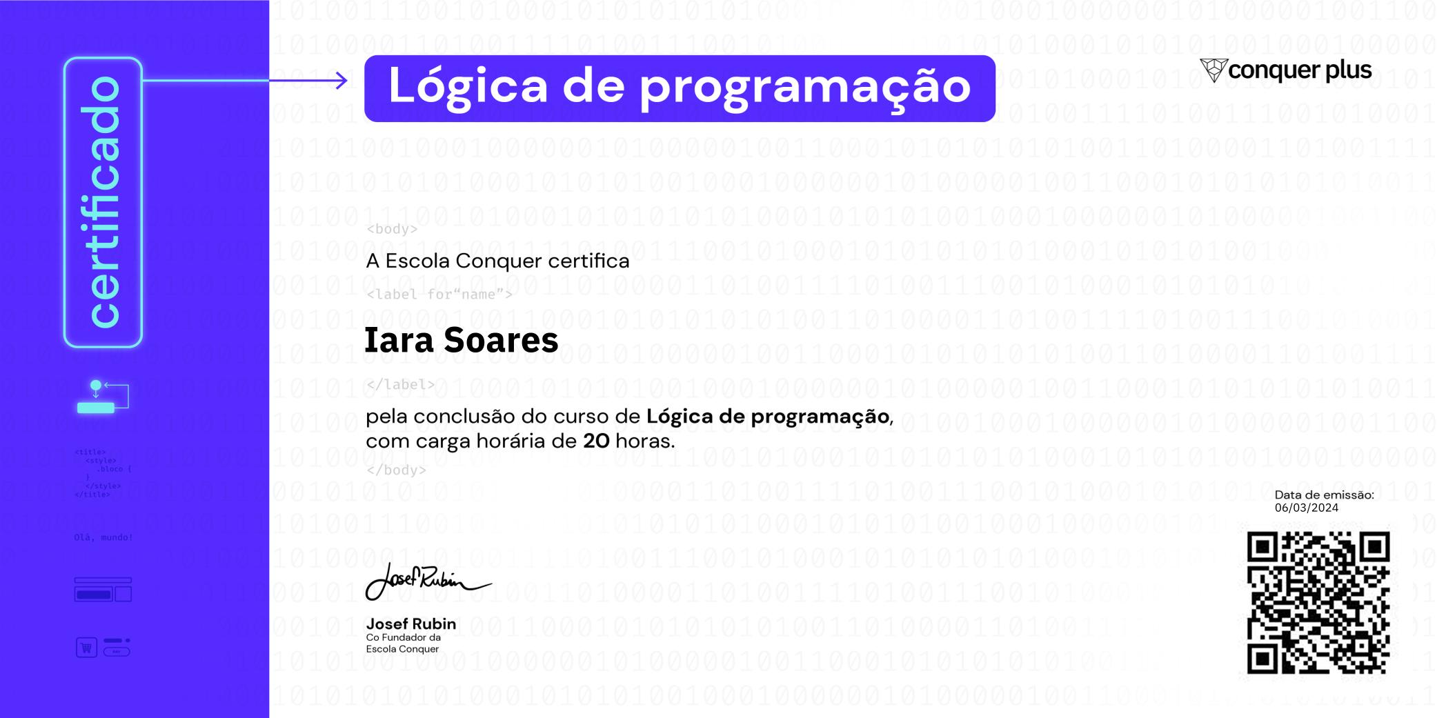 Certificado de Lógica de Programação