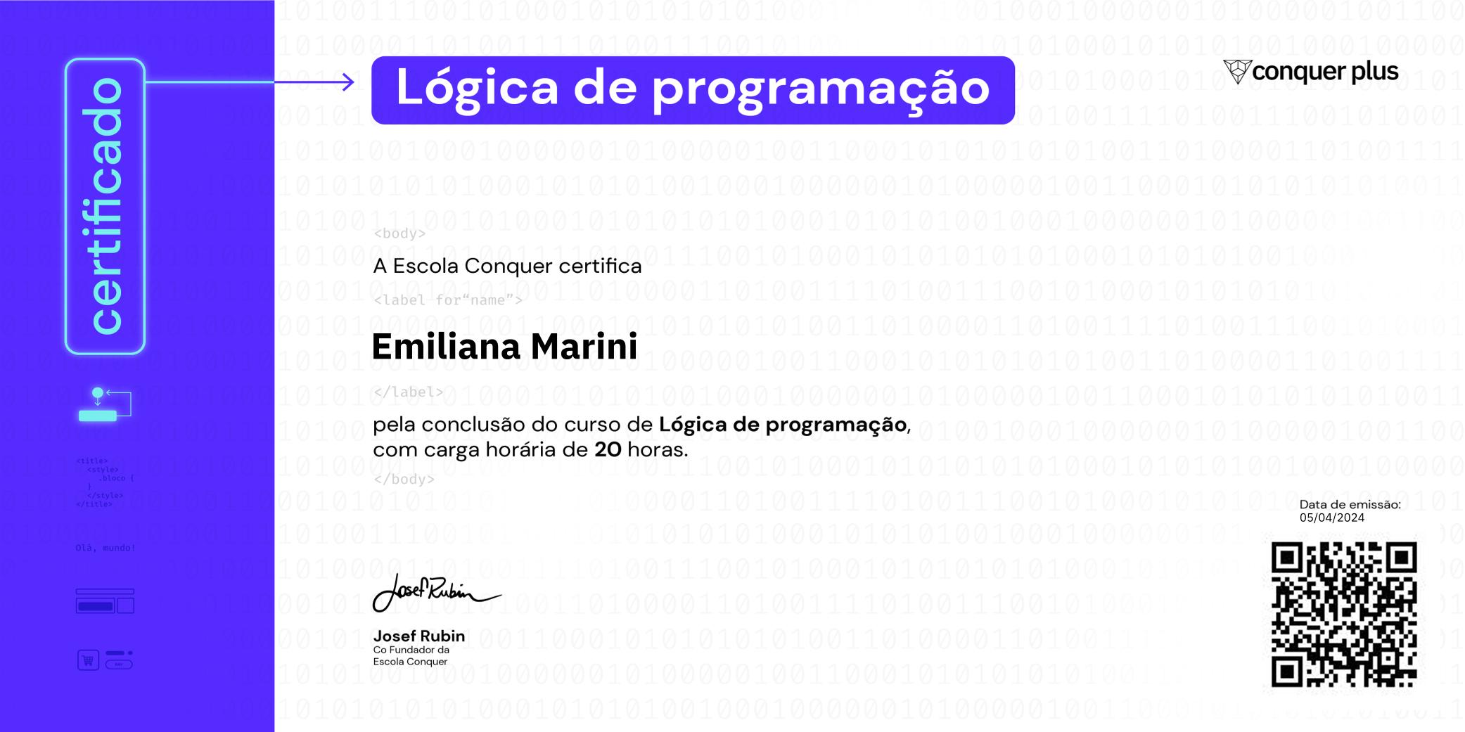 Certificado de Lógica de Programação