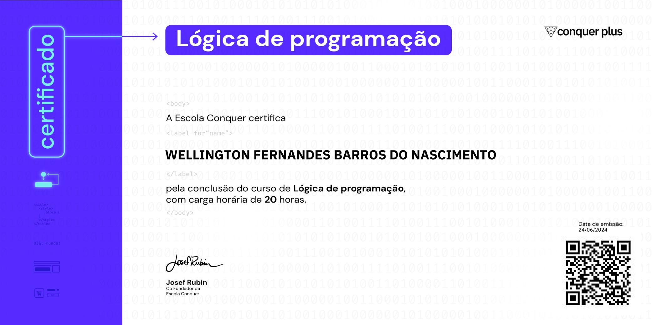 Certificado de Lógica de Programação