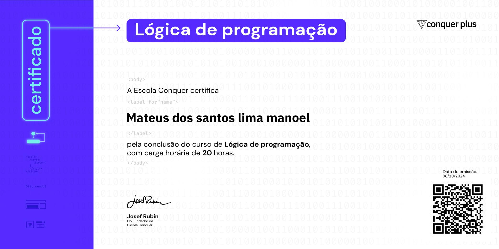 Certificado de Lógica de Programação