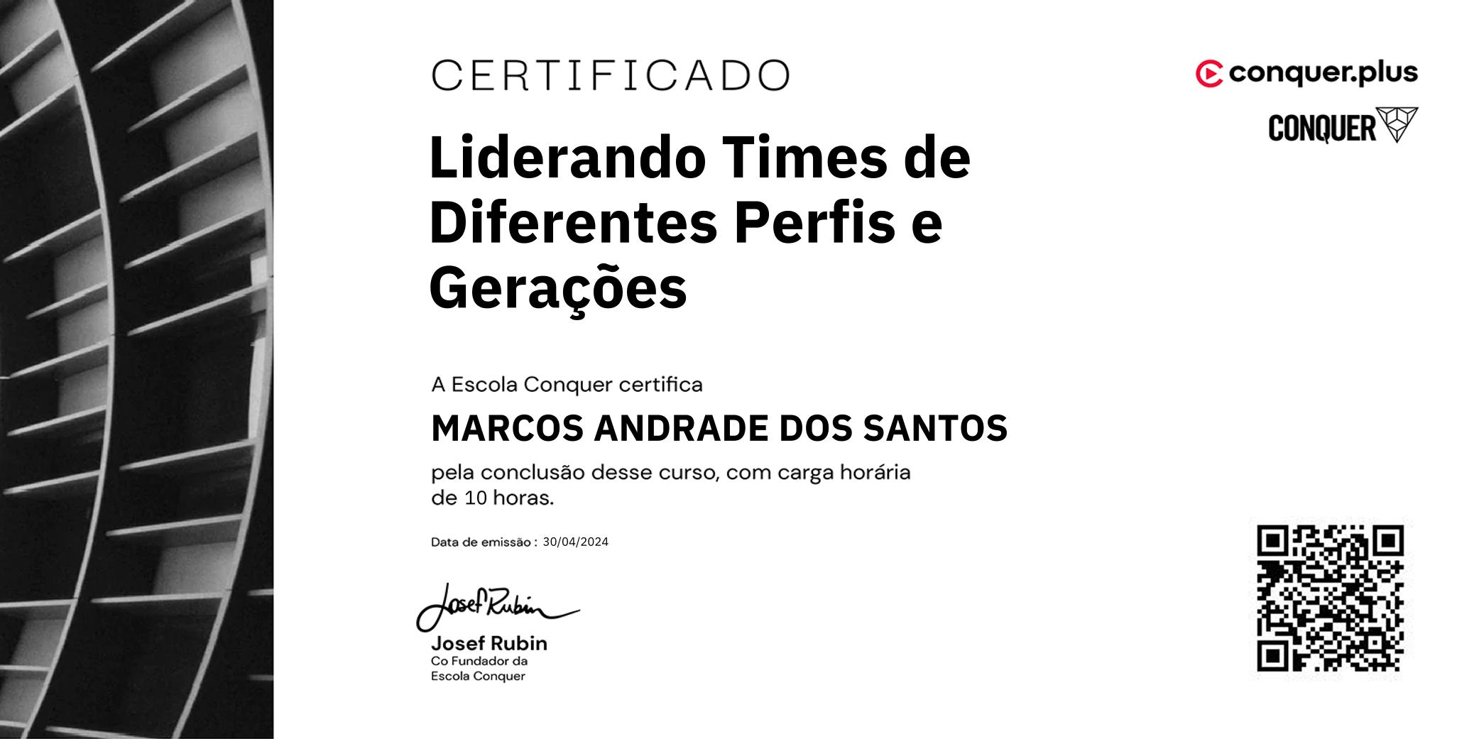 Certificado de Liderando Times de Diferentes Perfis e Gerações