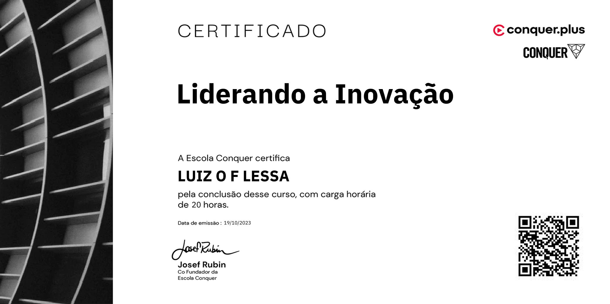 Certificado de Liderando a Inovação 
