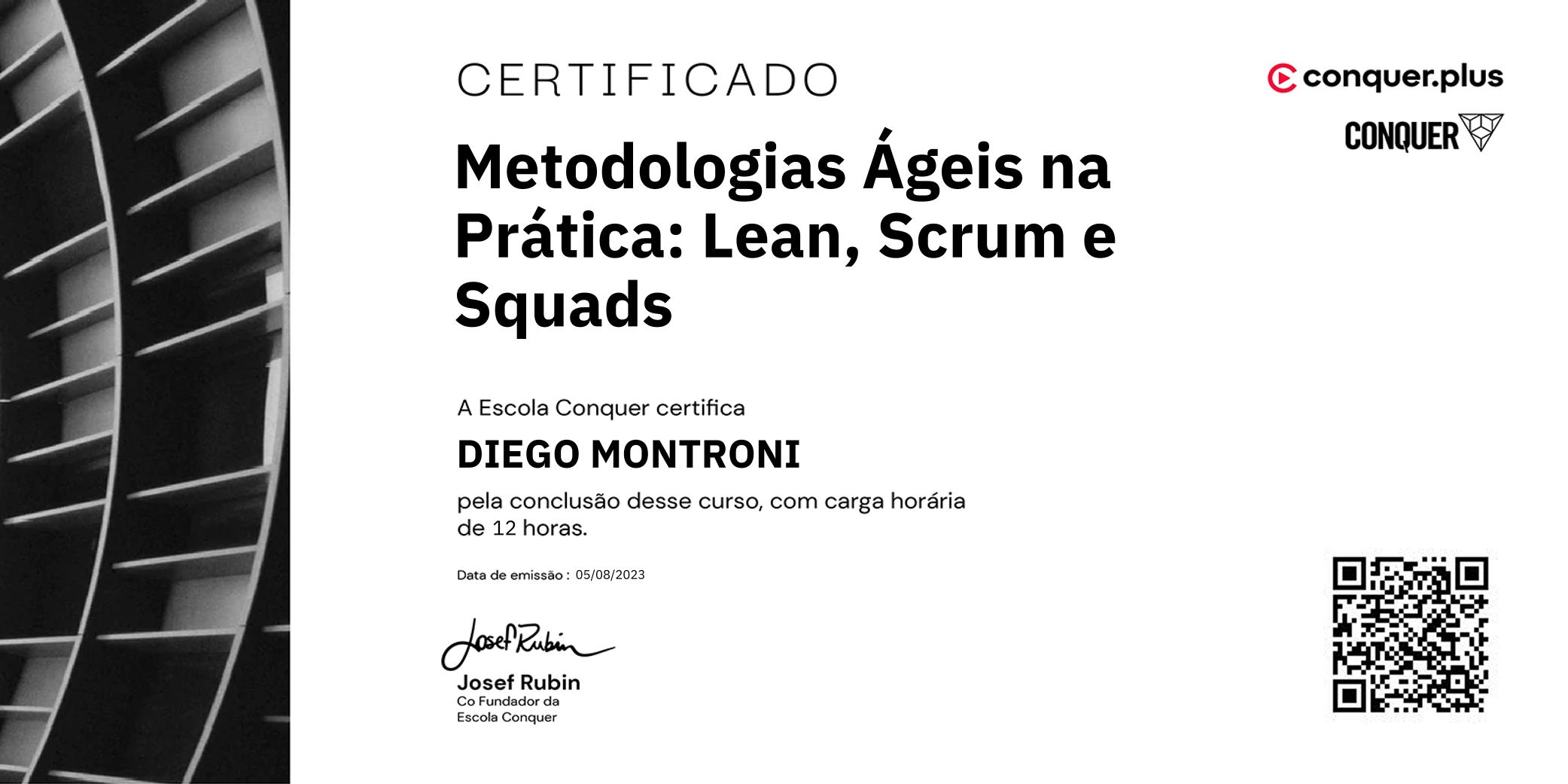 Certificado de Metodologias Ágeis na Prática: Lean, Scrum e Squads