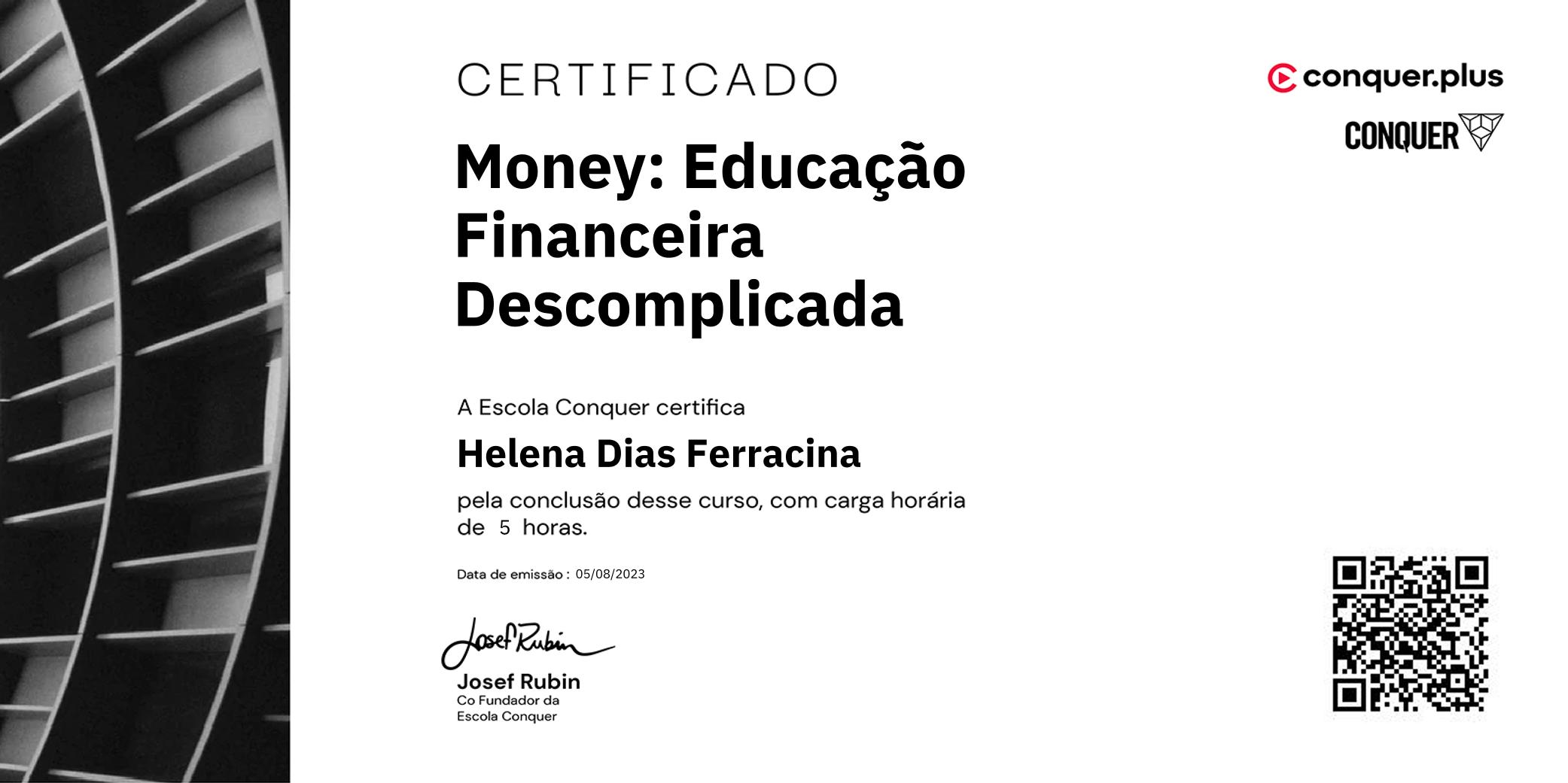 Certificado de Money: Educação Financeira Descomplicada