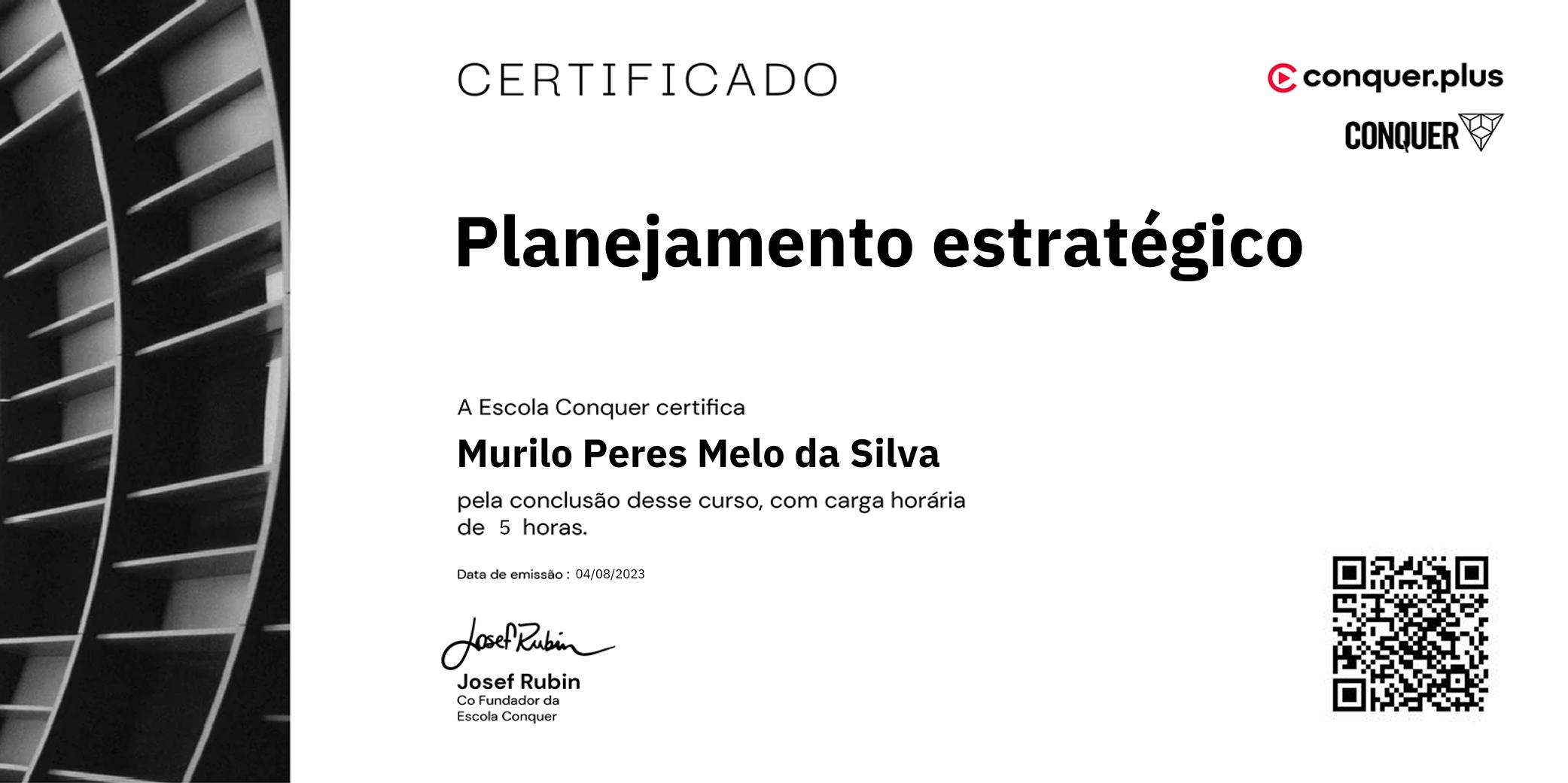 Certificado de Planejamento estratégico