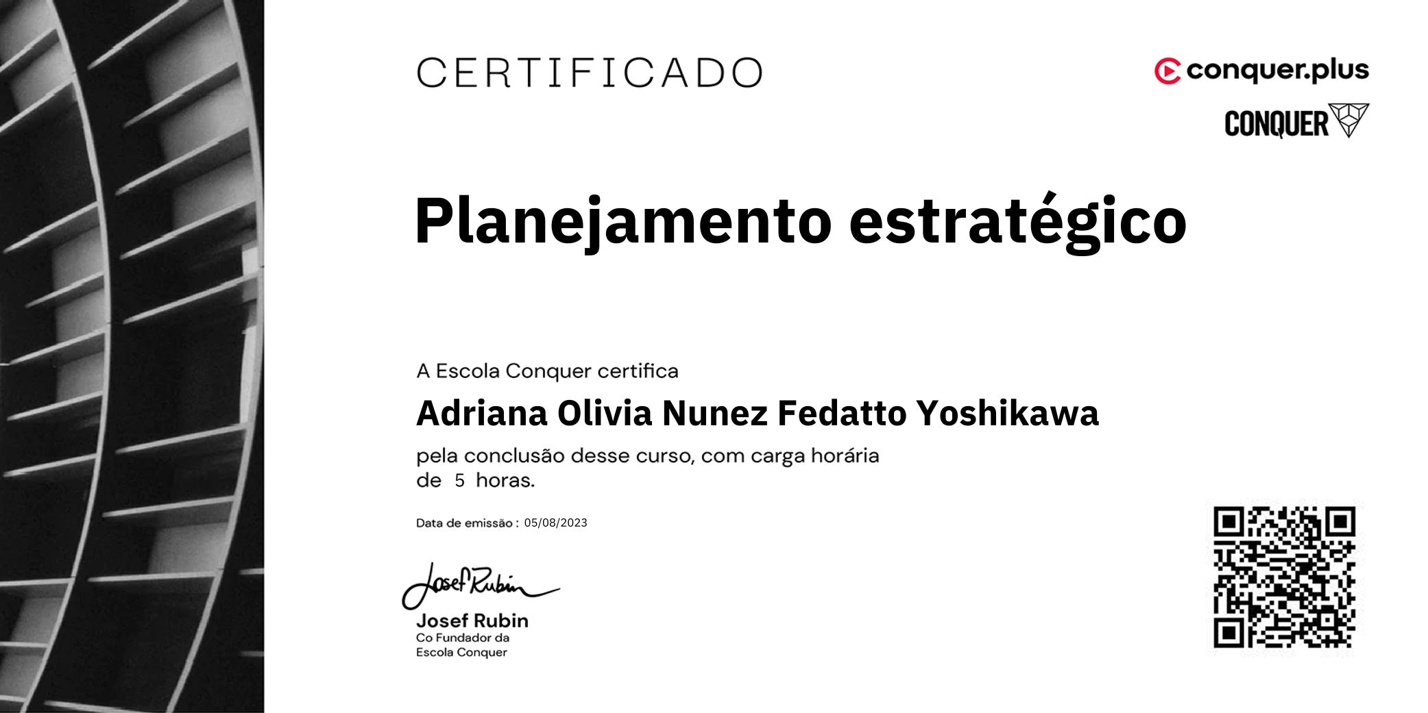 Certificado de Planejamento estratégico