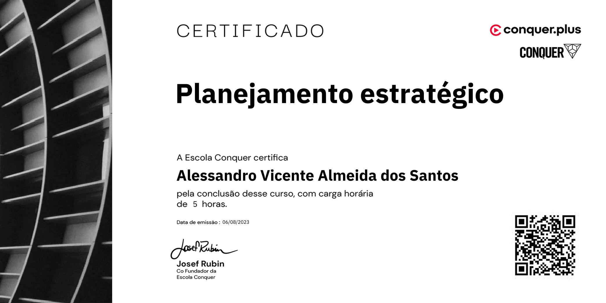 Certificado de Planejamento estratégico