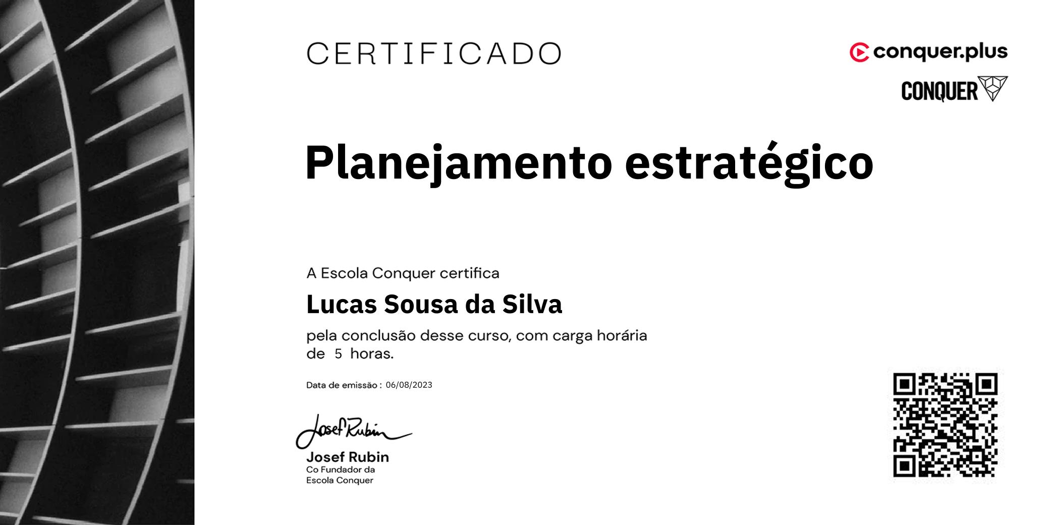 Certificado de Planejamento estratégico