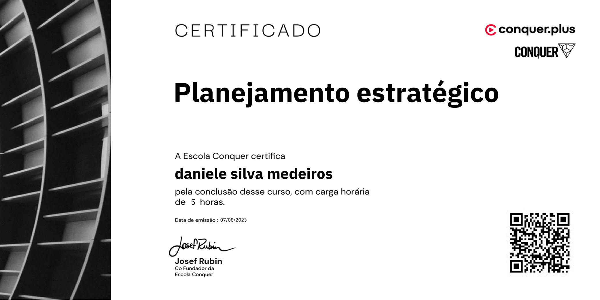 Certificado de Planejamento estratégico