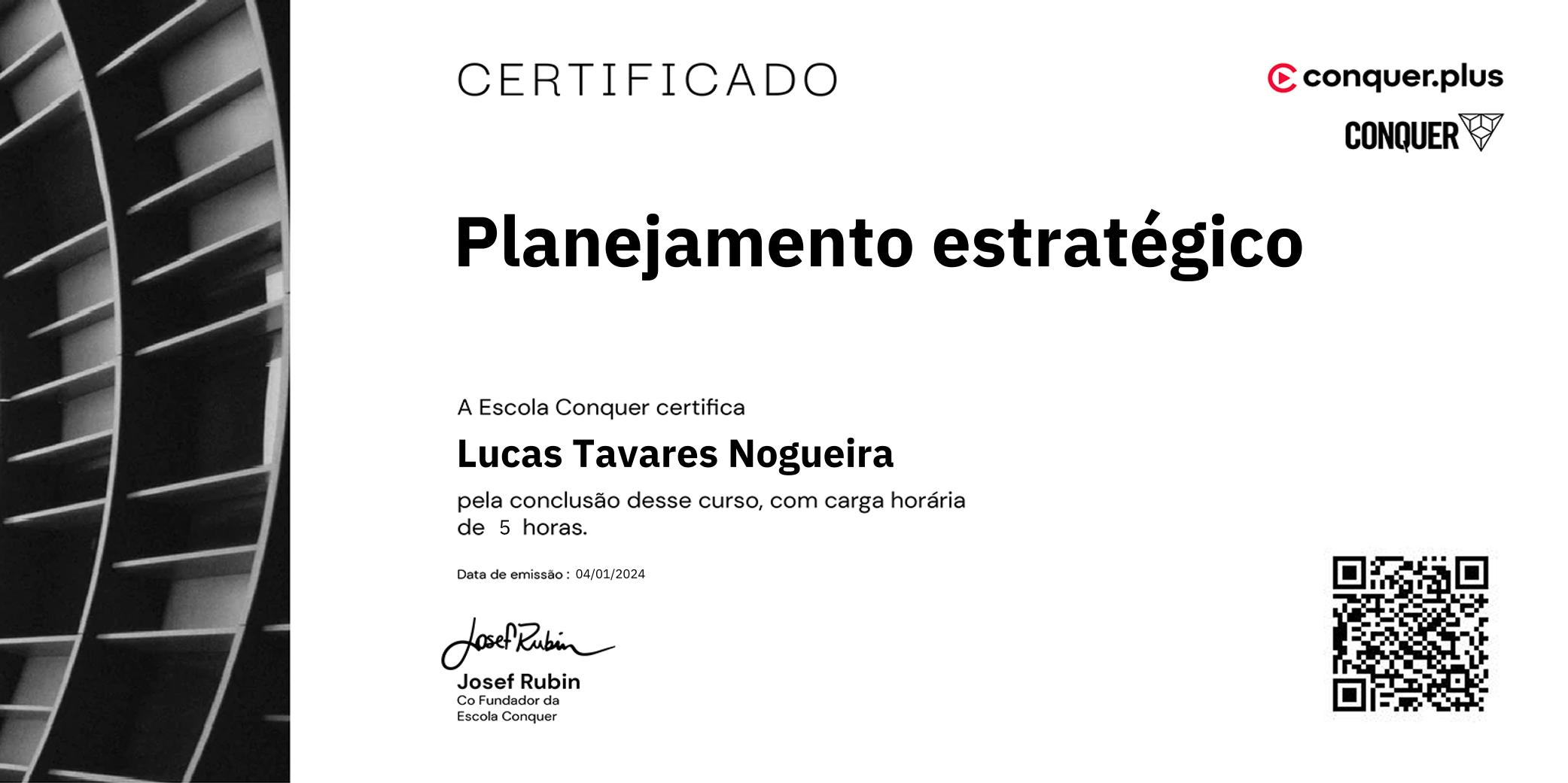 Certificado de Planejamento estratégico