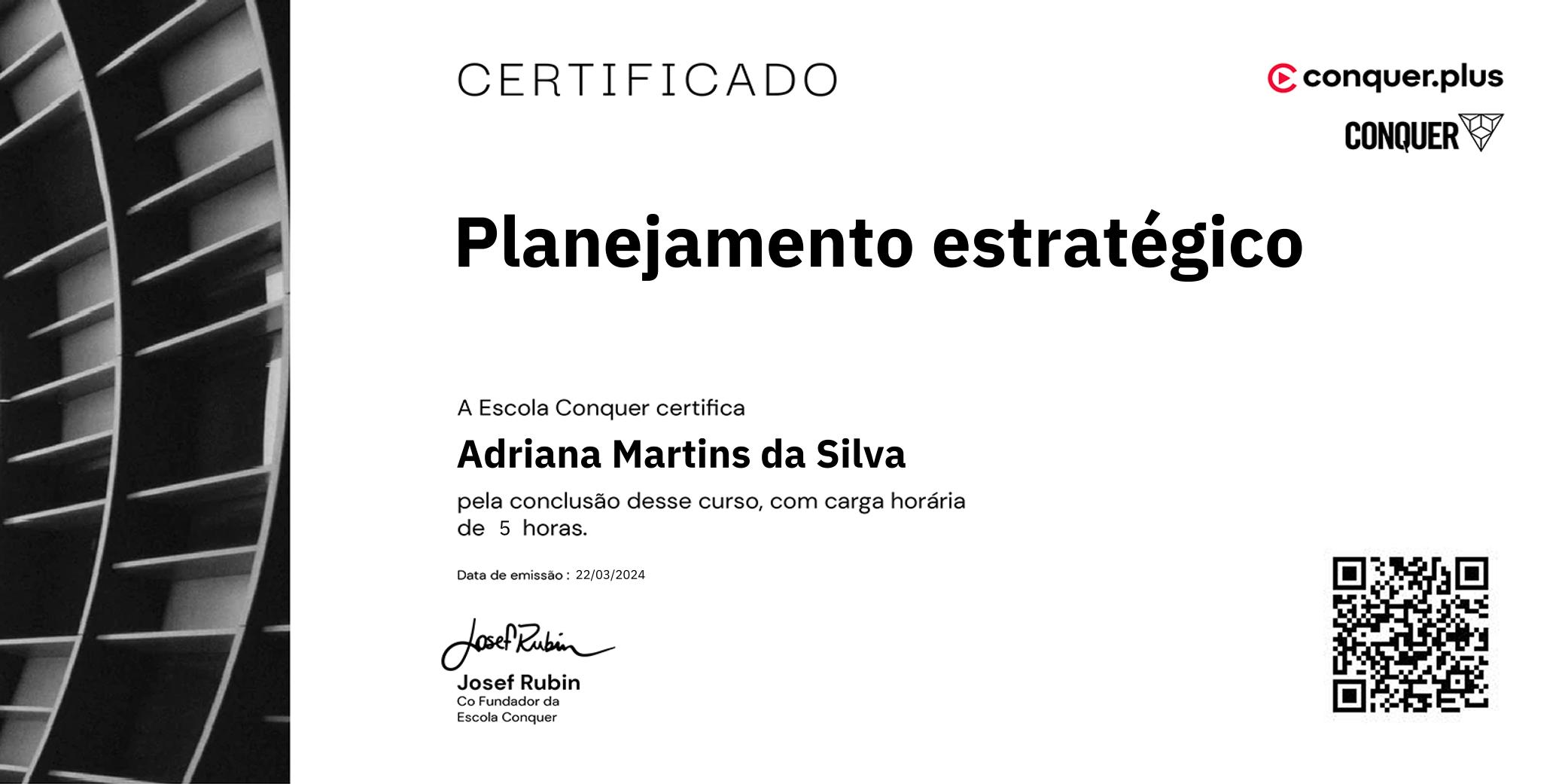 Certificado de Planejamento estratégico