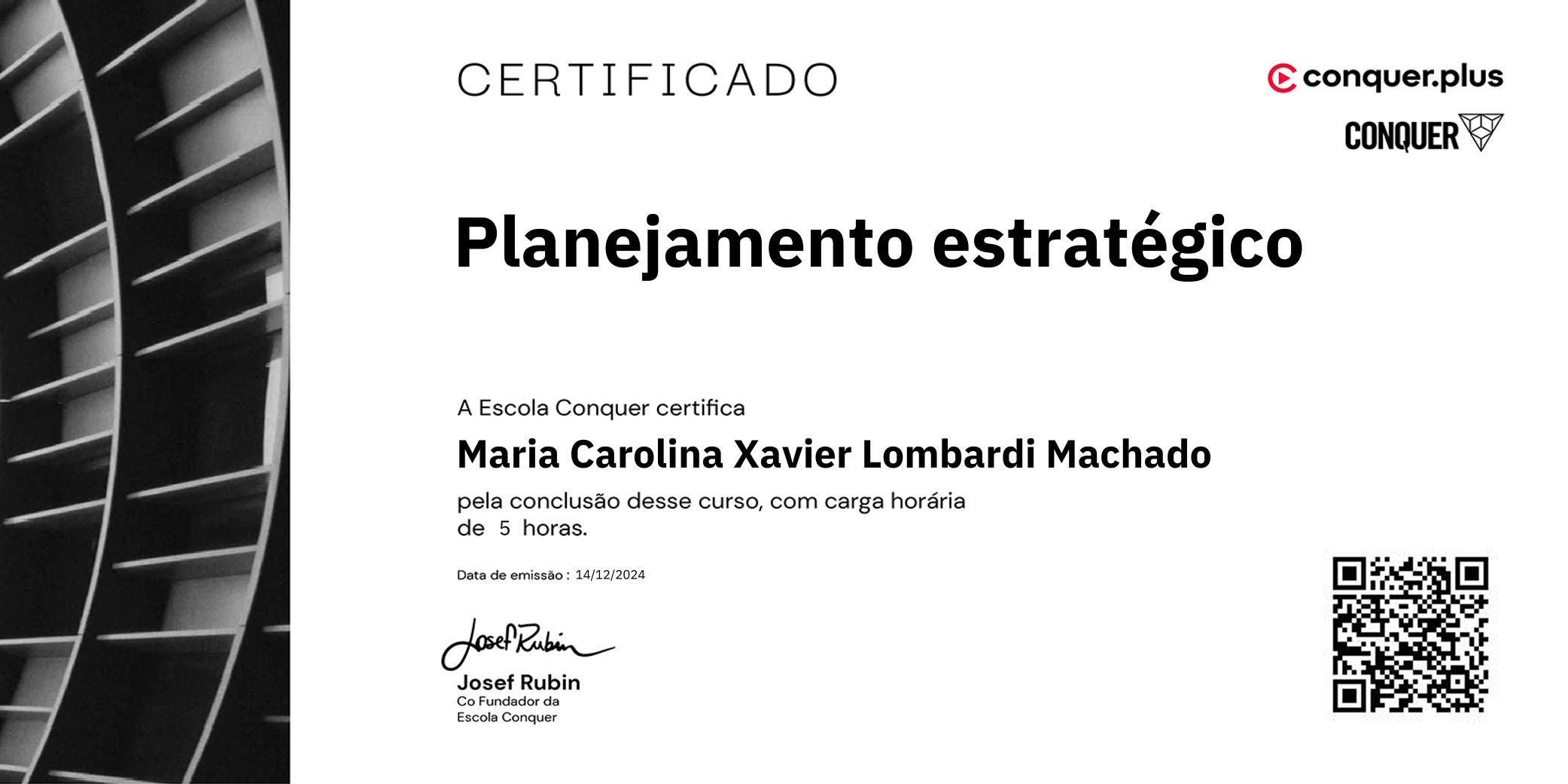 Certificado de Planejamento estratégico