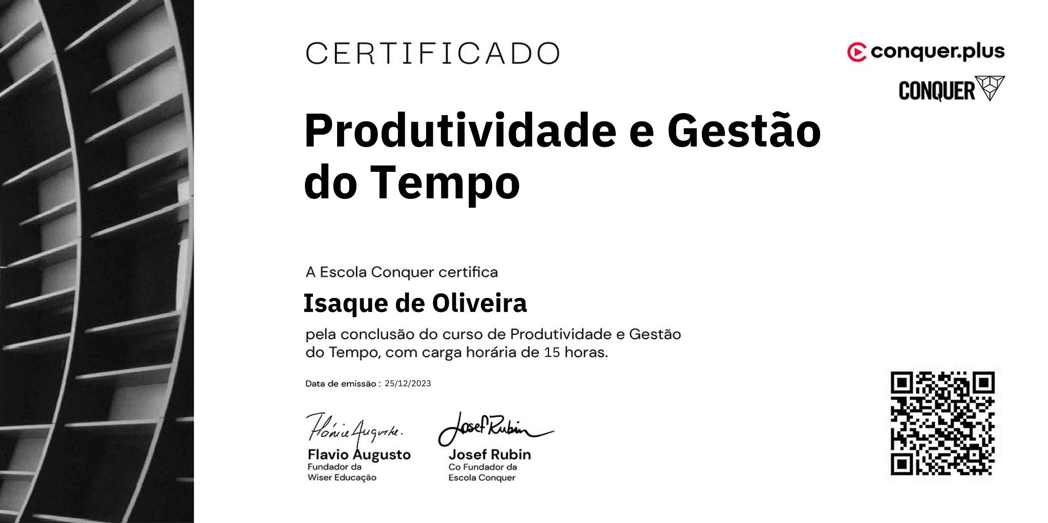 Certificado de Produtividade e Gestão do Tempo