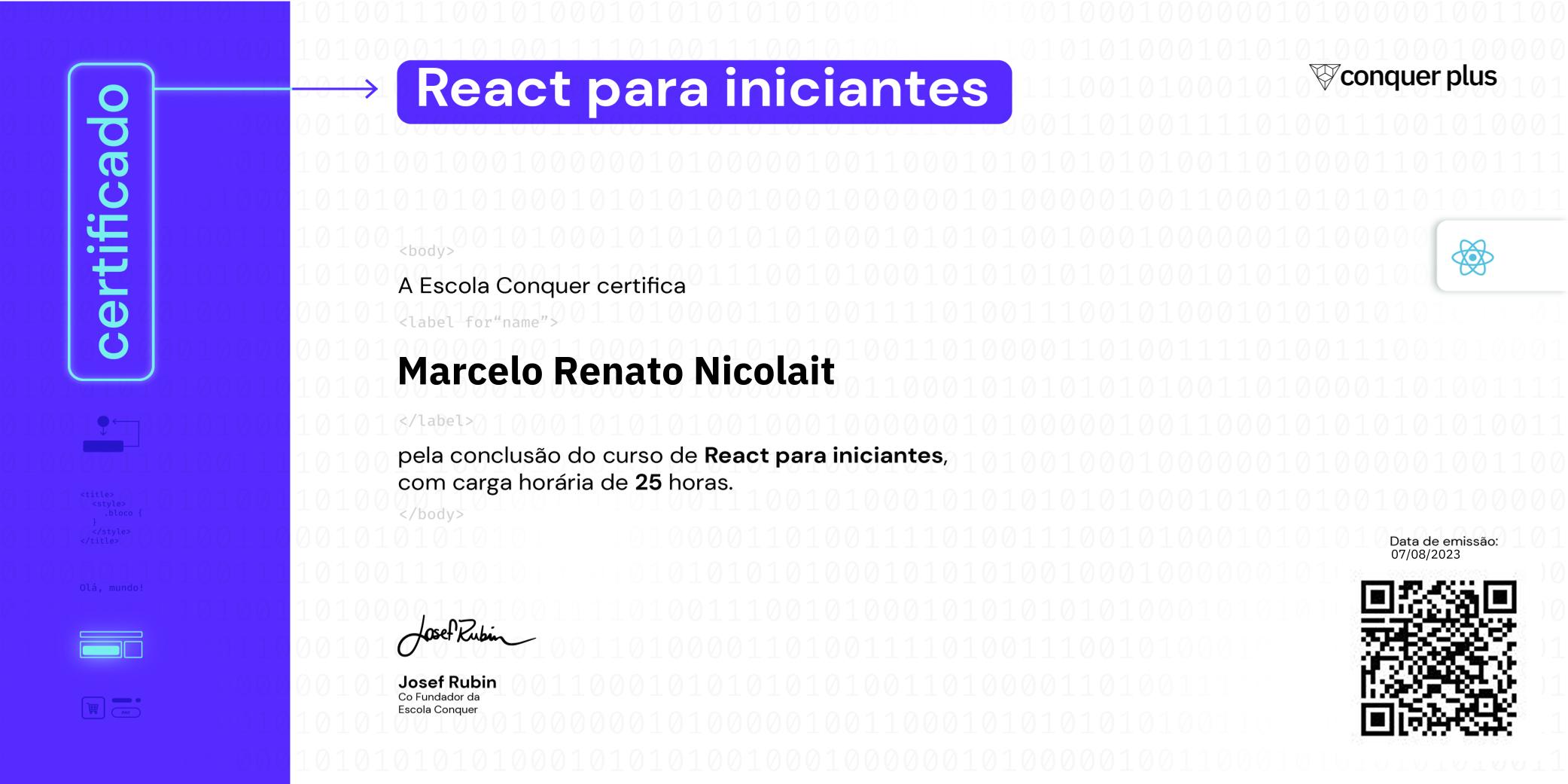 Certificado de React para iniciantes