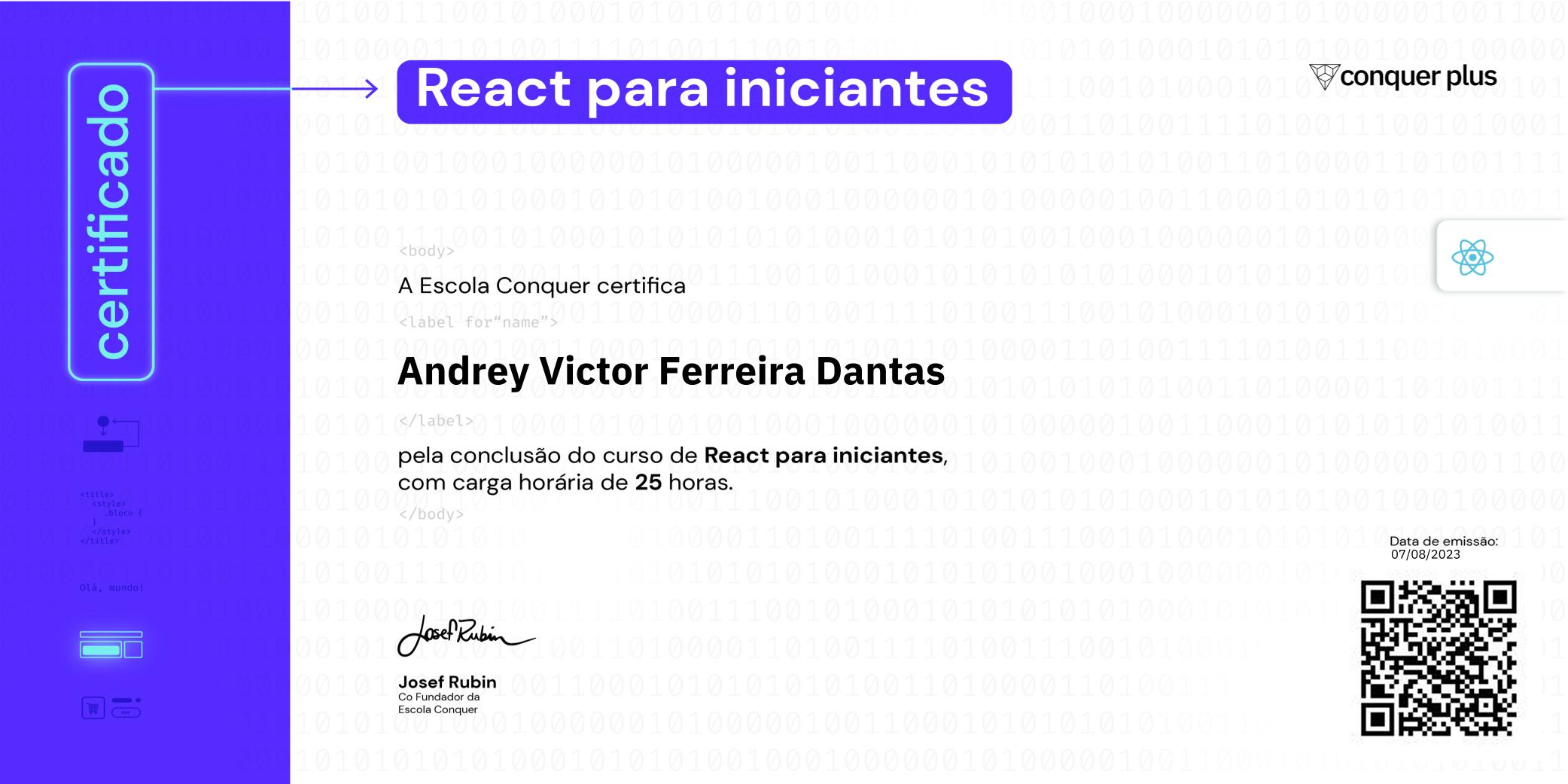 Certificado de React para iniciantes