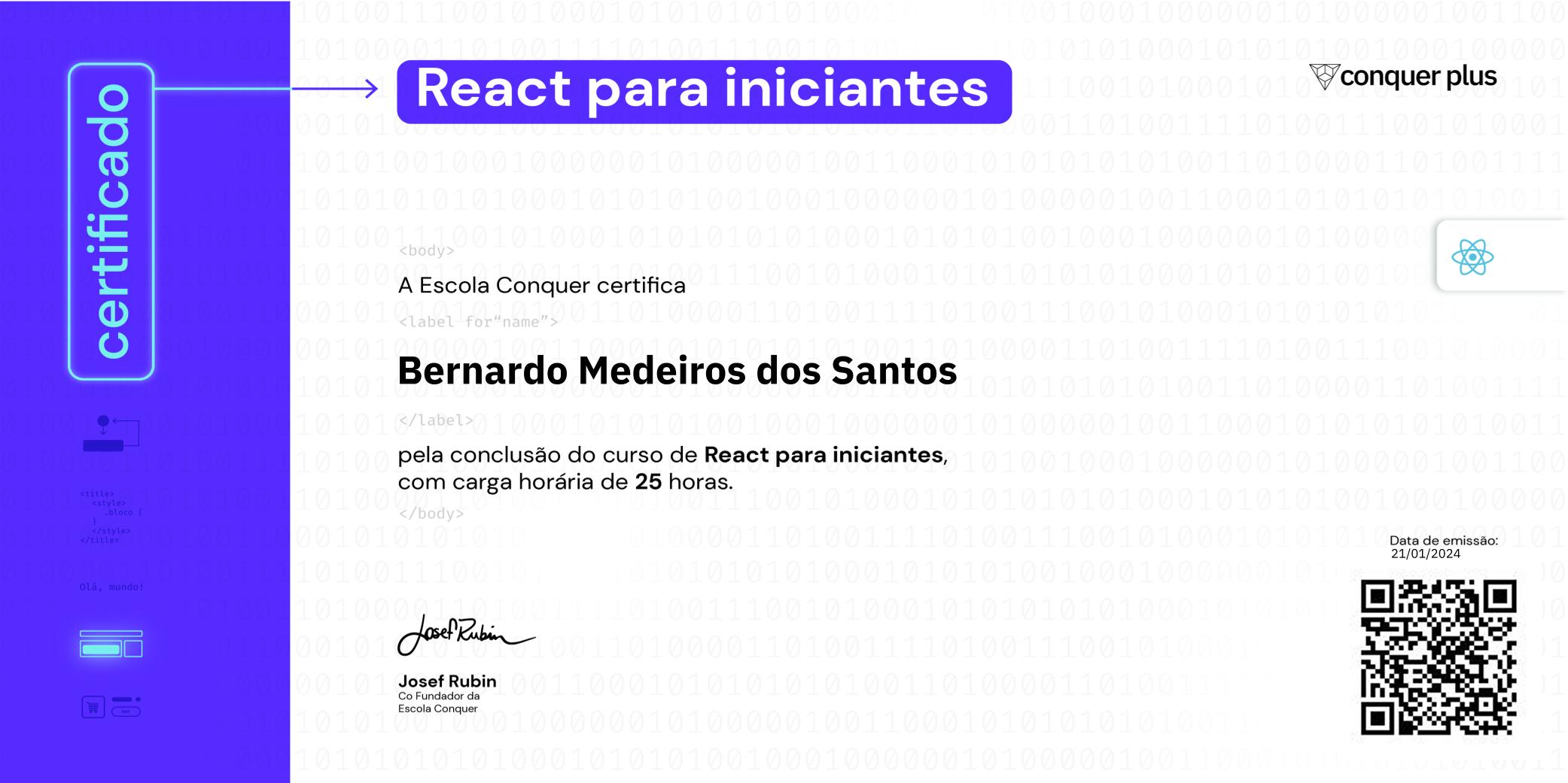 Certificado de React para iniciantes