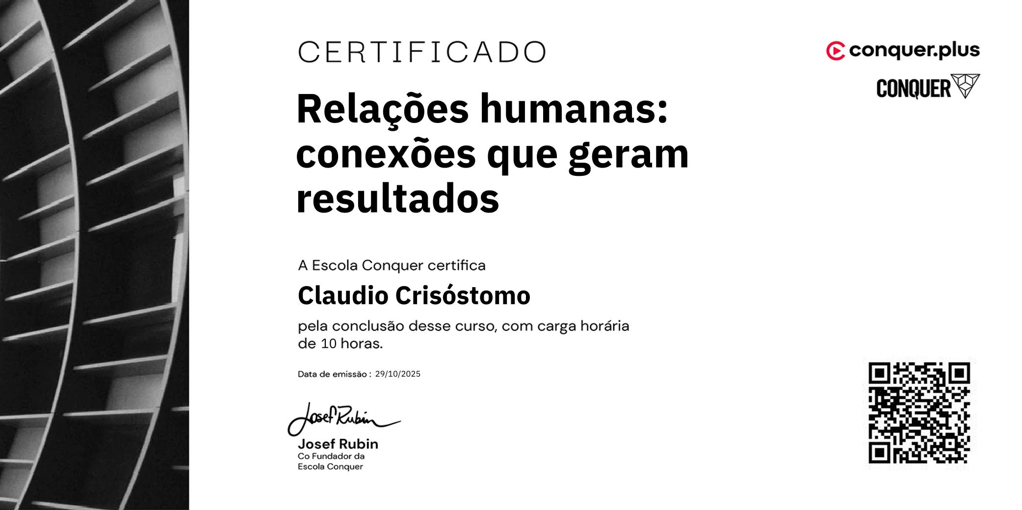 Certificado de Relações humanas: conexões que geram resultados