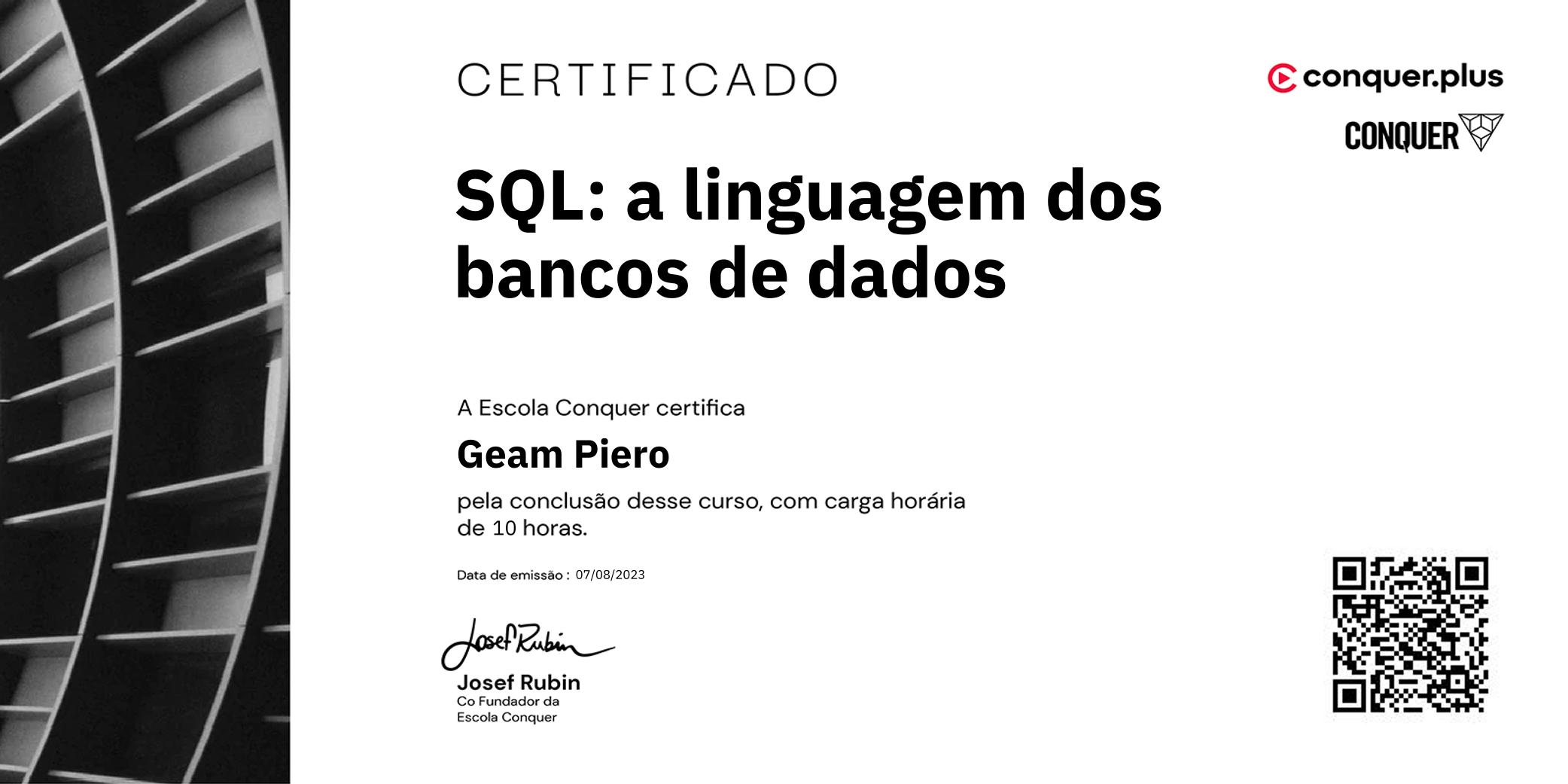 Certificado de SQL: a linguagem dos bancos de dados