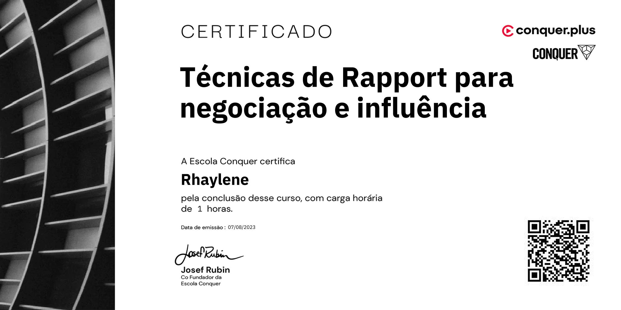 Certificado de Técnicas de Rapport para negociação e influência