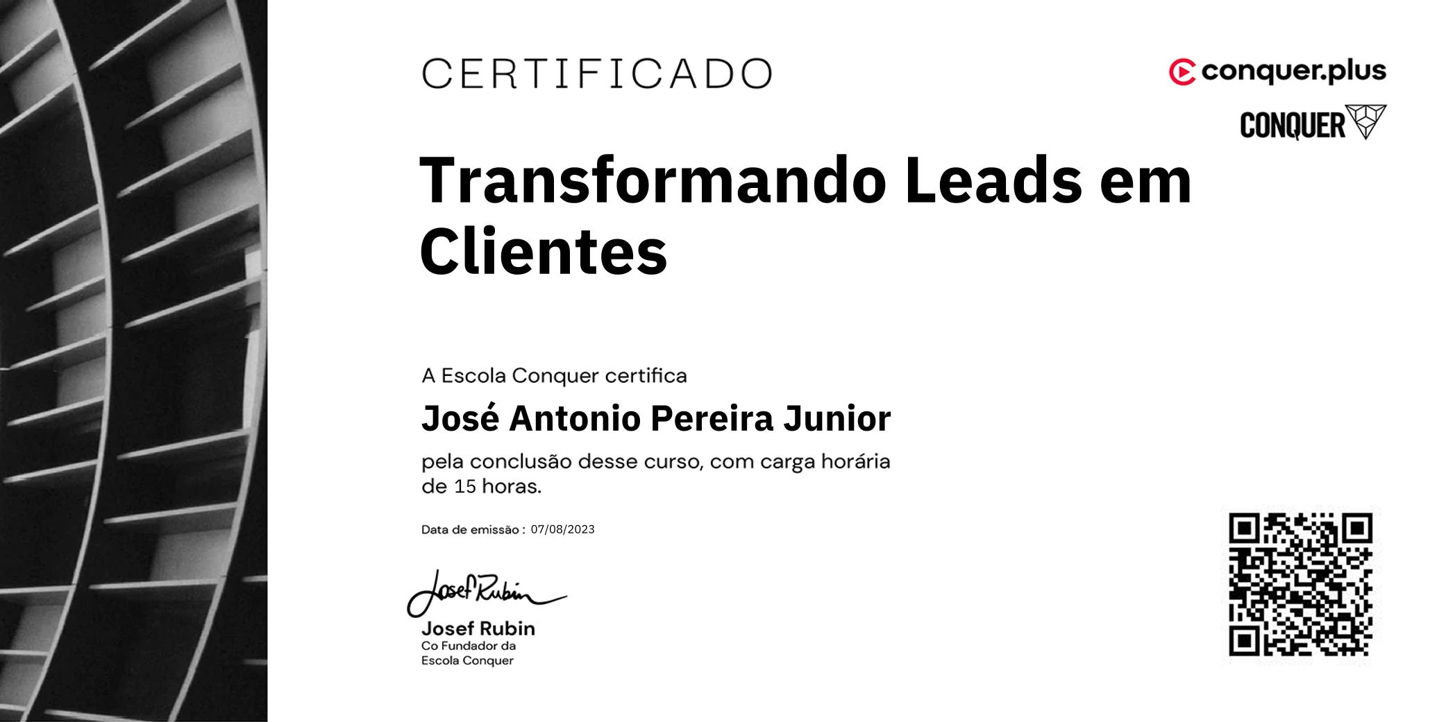 Certificado de Transformando Leads em Clientes