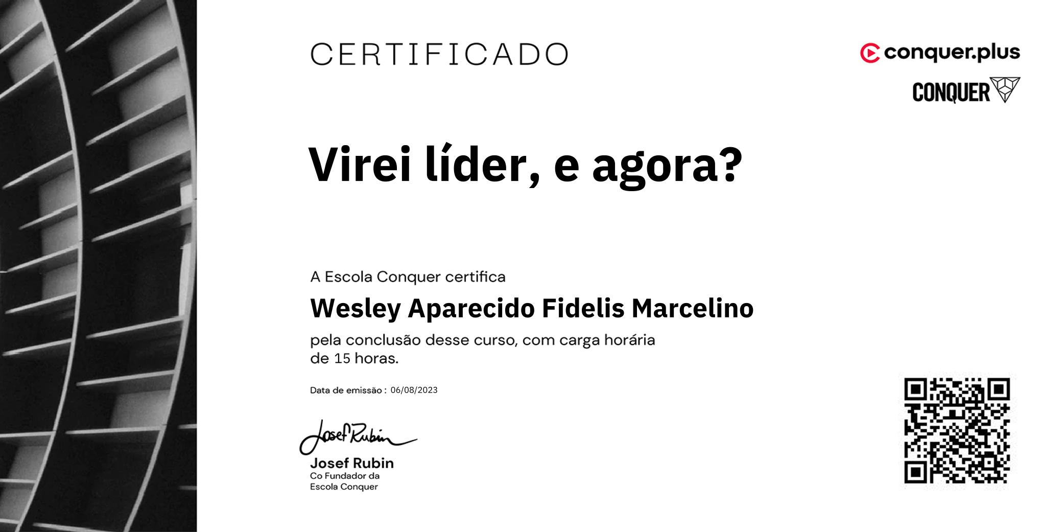 Certificado de Virei líder, e agora?